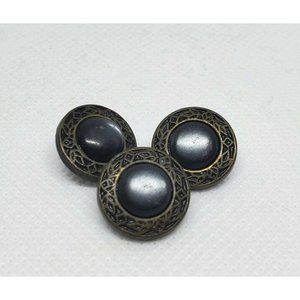 3 Round Black Ruby Small Buttons